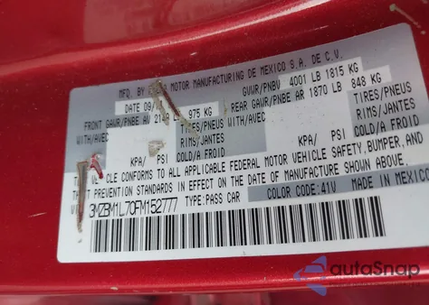 2015 Mazda Mazda3 I Touring from USA, damaged, VIN 3MZBM1L70FM152777